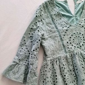 Pink Blush Maternity Dress Eyelet Sage Green S